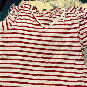 Green Envelope Red and White Striped Top